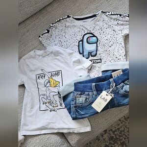 Reserved Brand Bundle- Classic Blue Jean Shorts, 2 Tshirts